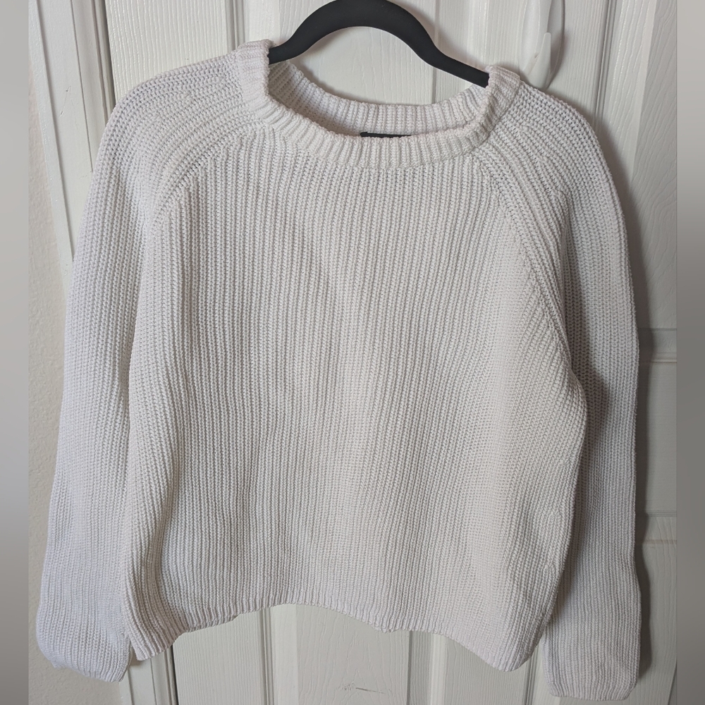 Quince Cream/White Crew Neck Sweater